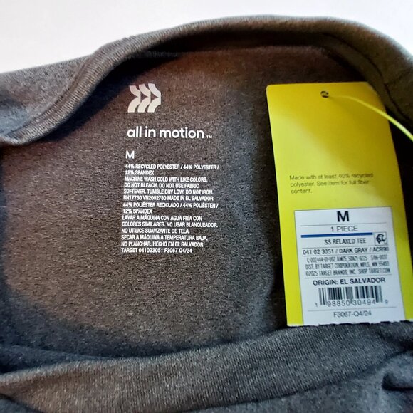 All In Motion Mens Gray Short Sleeve Crewneck T-Shirt M recycled materials - Picture 2 of 7